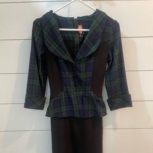 Plaid and black body con dress
